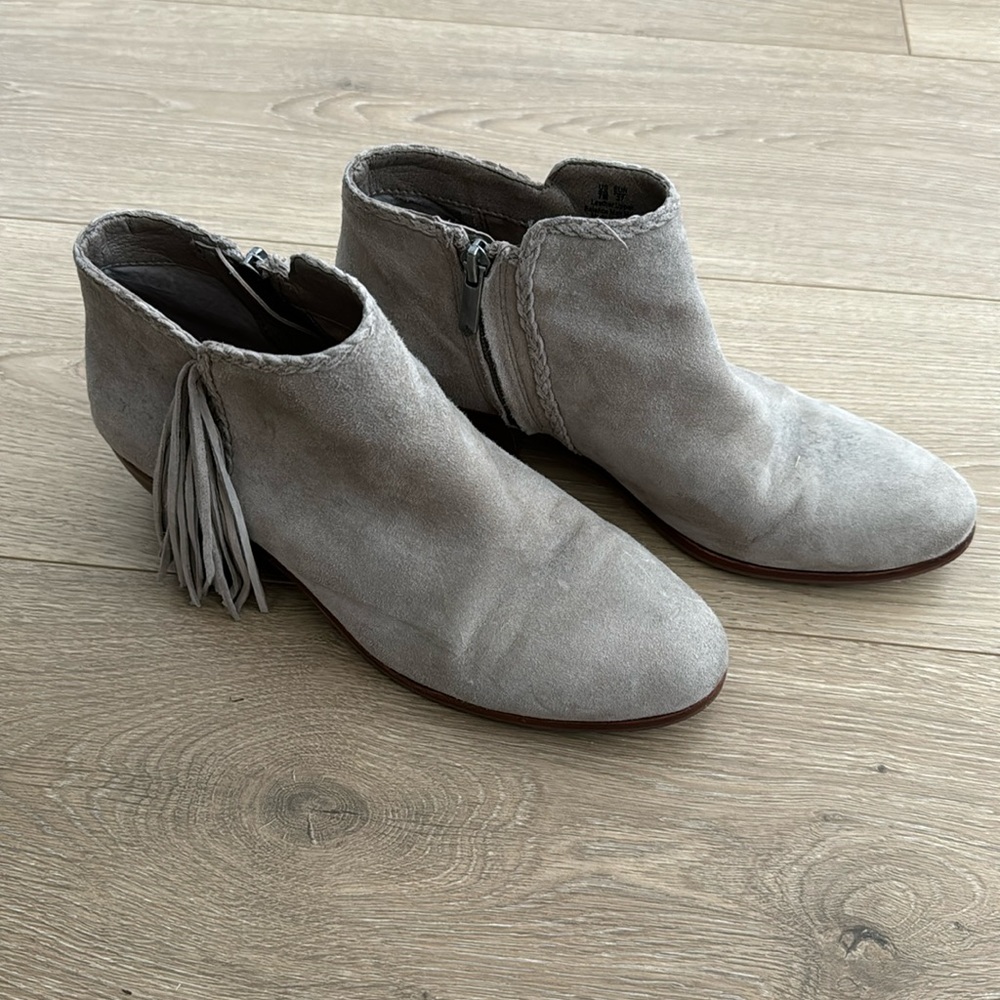 Sam Edelman Taupe Suede Fringe Bootie